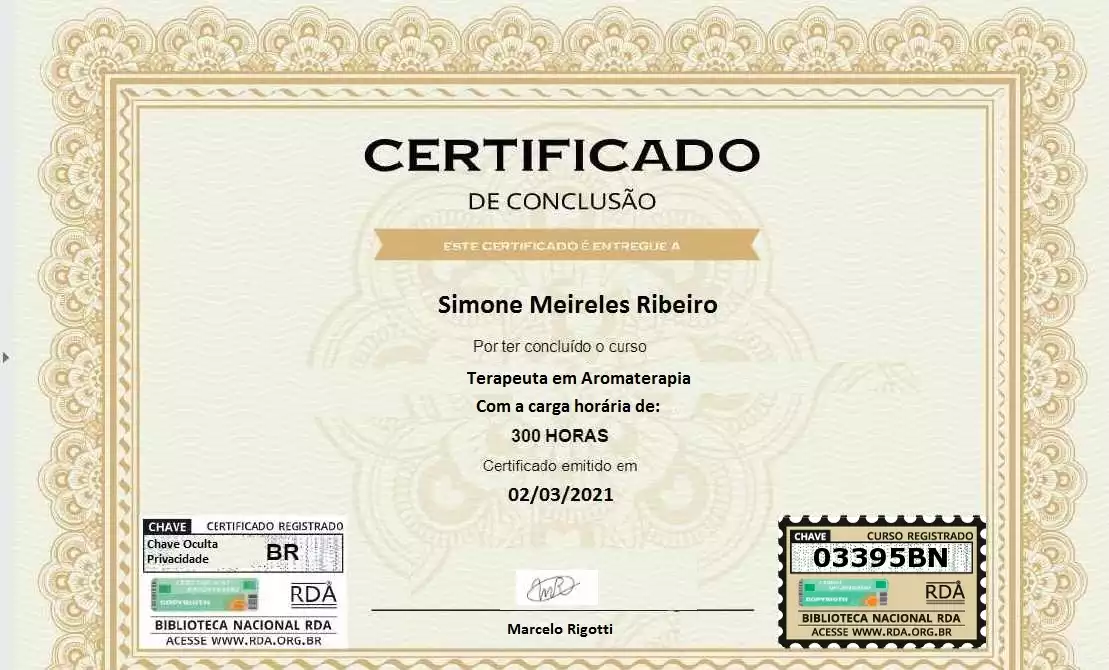 certificado aroma 300 horas